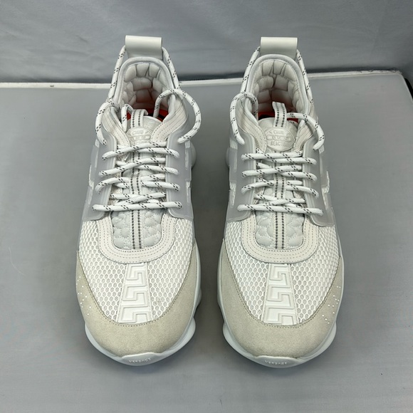VERSACE Men’s White Chain Reaction Sneakers Sz 12
